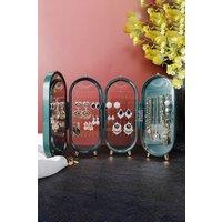 SHEONLY Women's 4 Tier Jewelry Display Box Earring Storage Jewellery Organizer in Green