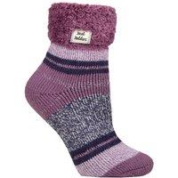 SOCKSHOP Heat Holders Women's 1 Pair Sleep Turn Over Cuff Socks in Plum | Size: 4-8