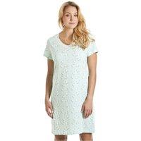 Camille Women's Ditsy Rose Floral Print Cotton Summer Nightshirt in Mint | Size: 10-12
