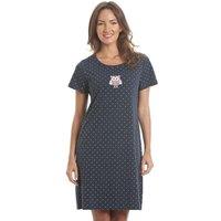 Camille Women's Owl Print Cotton Nightdress in Navy | Size: 14-16
