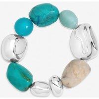 Mood Women's Silver & Turquoise Resin Stretch Bracelet