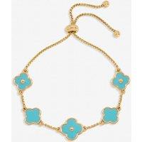 Mood Women's Gold Plated & Turquoise Clover Bracelet