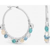Mood Women's Silver & Turquoise Beaded Hoop Earrings