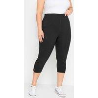 Yours Women's Bengaline Cropped Pull On Trousers in Black | Size: 22-24