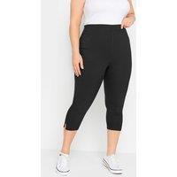 Yours Women's Bengaline Cropped Pull On Trousers in Black | Size: 26-28