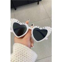 Serla Women's Bride To Be Pearl Sunglasses in White