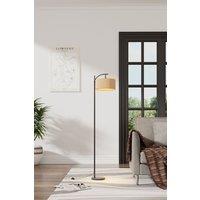 Living and Home Vintage Rattan Lampshade Floor Lamp in Black