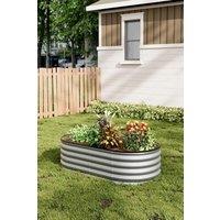 H&O Direct 160cm W Silver Galvanized Steel Raised Garden Bed