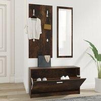Berkfield Home 3-in-1 Shoe Cabinet Set Smoked Oak Engineered Wood in Brown
