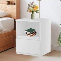 VOGREX Modern Bedside Table Storage Cabinet with Drawers & Shelf S in White