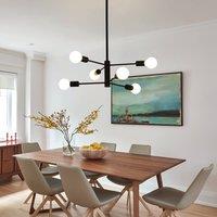 NIVOR 6 light Industrial Chandelier Mid Century Flush Mount Ceiling Light in Black
