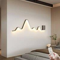 NIVOR 110cm Wavy LED Wall Sconce 30W Dimmable Modern Linear Wall Light Black in Jet Black