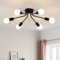 NIVOR Modern Black 6-Light Chandelier Semi Flush Ceiling Light for Indoor