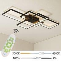 NIVOR 75W 3-Squares Black LED Ceiling Light Acrylic Flush Mount Lamp 6000K