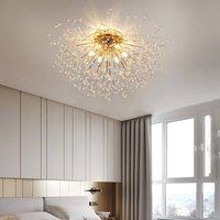 NIVOR 6-Light Gold Crystal Firework Sputnik Ceiling Light Flush Mount E27 in Metallic Gold