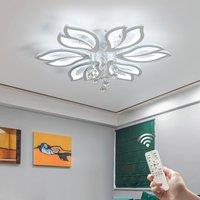 NIVOR Dimmable 6-Head Flower Acrylic Crystal LED Ceiling Light with Remote in White