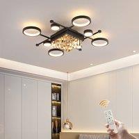 NIVOR Dimmable 65W LED Ceiling Light Black Rectangle Flush Mount with Remote in Jet Black