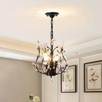 NIVOR Vintage Black 3-Light K9 Crystal Chandelier Ceiling Pendant Lamp E14