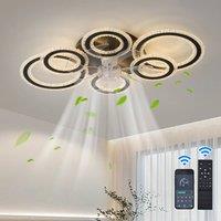 NIVOR Black Smart Ceiling Fan with LED Light, 6-Speed Reversible Quiet Lamp