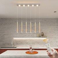 NIVOR Dimmable 6 Light Chrome Bubble Crystals LED Kitchen Island Pendant in White