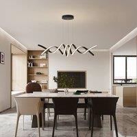 NIVOR Dimmable Spiral Pendant Light with Remote, Adjustable Height Chandelier in Jet Black