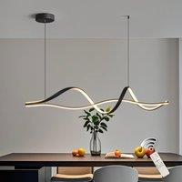 NIVOR 48W Dimmable LED Linear Chandelier Black Pendant for Kitchen Island in Jet Black