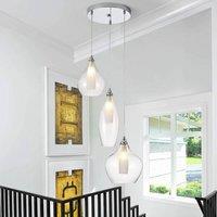 NIVOR 3 LED G9 Light Glass Cluster Globe Adjustable Hanging Pendant 3000k in Clear