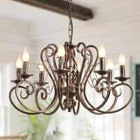 NIVOR 8 Lights French Country Pendant, Vintage Metal Adjustable Chandelier in Bronze