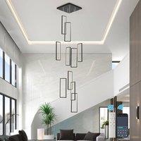 NIVOR 10 LED High Ceiling Staircase Chandelier Dimmable LED Pendant Lamp in Black