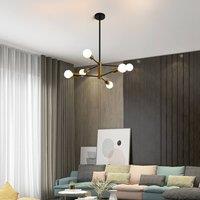 NIVOR 6-Light Sputnik Chandelier, Mid Century Modern Black Gold Ceiling Lamp