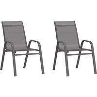 Berkfield Home Stackable Garden Chairs 2 pcs Grey Textilene Fabric