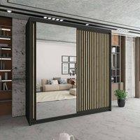 Sliding Wardrobes 4U Sleek Sliding Mirror Wardrobe with LED Various Sizes W203cm x H217cm in Black