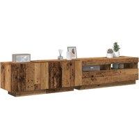 Berkfield Home TV Cabinet with LED Lights Old Wood 200x35x40 cm Engineered Wood in Brown | Size: 200 x 35 x 40 cm