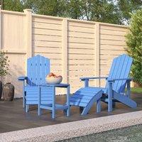 Berkfield Home Garden Adirondack Chairs with Footstool & Table HDPE Aqua Blue