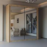 Sliding Wardrobes 4U Modern Double Sliding Door Wardrobe 203cm X 217cm in Light Oak | Size: 203 cm X 217 cm