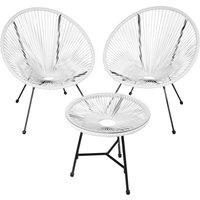 tectake Garden Table & Chairs in White | Size: 2 Seater