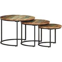 Berkfield Home Nesting Tables 3 pcs Solid Reclaimed Wood in Brown