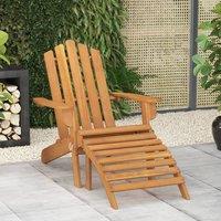 Berkfield Home Garden Adirondack Chair with Footrest Solid Acacia Wood in Brown