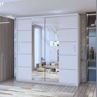 Sliding Wardrobes 4U Eden Double Mirror Sliding Door Wardrobe 150cm X 217cm in White | Size: 150 cm X 217 cm