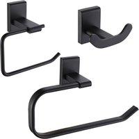Showerdrape Unity Black Steel Wall Mounted 3 Piece Bathroom Accessory Set