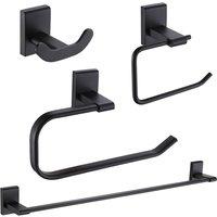 Showerdrape Unity Black Steel Wall Mounted 4 Piece Bathroom Accessory Set