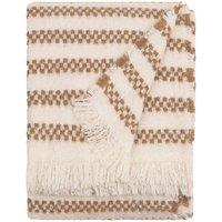 HOEM Clyne Striped Tasselled Throw in Brown | Size: 130 cm x 180 cm