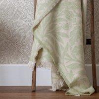 Morris & Co Acorn Tonal Jacquard Throw in Green | Size: 130 cm x 170 cm