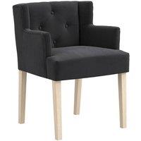 Lemon Pavilion Furniture Shay Winged Indoor Chair with Arms - Linen Blend/Rubber Wood in Black