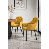 More4Homes Set Of 4 Anika Modern Velvet Dining Chair Padded Seat Metal Legs in Mustard