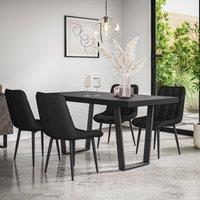 More4Homes Aria Dining Table & Chairs - Black Table Top w Black Legs + Nova Faux Leather Dining Chair Set Of 6