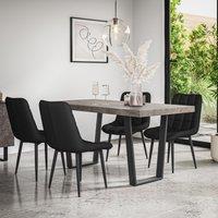 More4Homes Aria Dining Table & Chairs - Concrete Effect Table Top w Black Legs + Nova Faux Leather Dining Chair Set Of 4