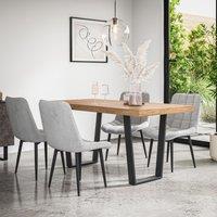 More4Homes Aria Dining Table & Chairs - Oak Effect Table Top w Black Legs + Nova Faux Leather Dining Chair Set Of 6
