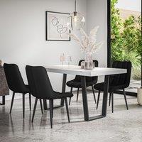 More4Homes Aria Dining Table & Chairs - White Marble Effect Table Top w Black Legs + Nova Faux Leather Dining Chair Set Of 4