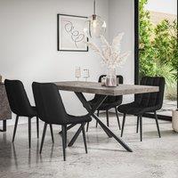 More4Homes Donni Dining Table & Chairs - Concrete Effect Table Top w Black Legs + Nova Faux Leather Dining Chair Set Of 6